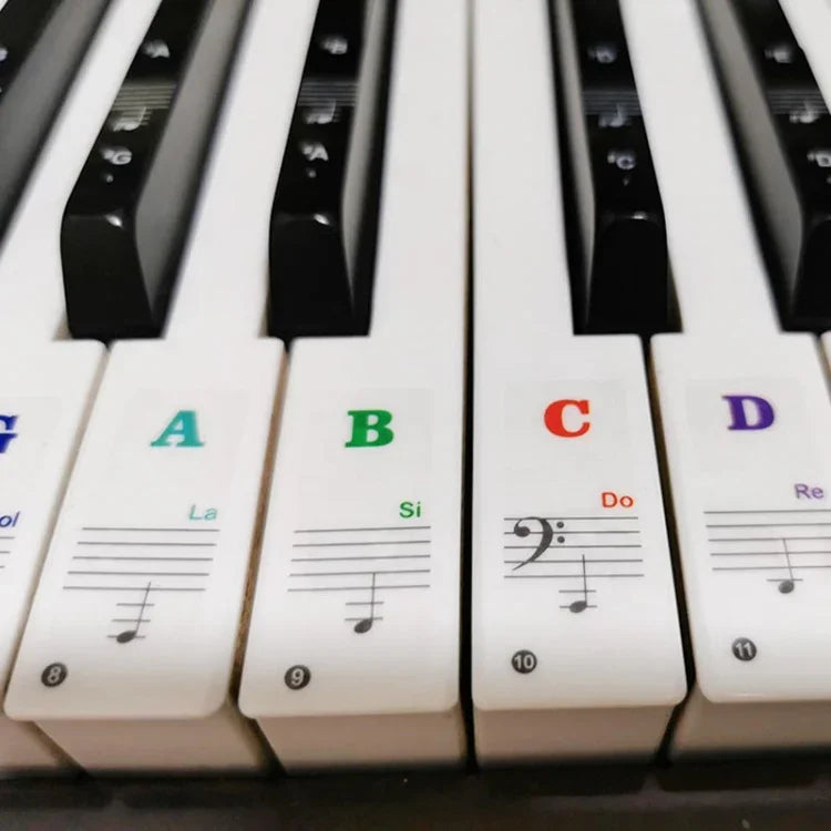 ملصقان شفافان لمقاييس موسيقية للبيانو الإلكتروني مع 88 / 61 / 54 / 49 مفتاح، لوحة مفاتيح أورغن يدوية قابلة للطي، 2 قطعة ملصق شفاف لمقاييس موسيقية