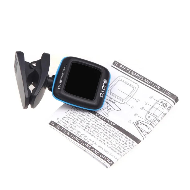 جويوا JMT-03 مقياس ضبط جيتار محمول مع ميترو نوم يدعم وضع ضبط MIC وCLIP 2 في 1 دوار 360 درجة للغيتار والكمان واليوكوليلي، JMT-03
