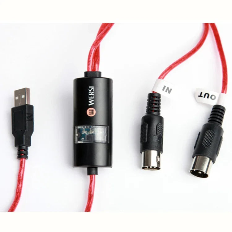 كابل USB MIDI من WERSI UM-18 MidiPort لكابل البيانو الكهربائي والطبول الإلكترونية لتحرير الموسيقى، الطول: 2 متر