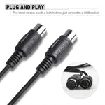 كابل USB MIDI من WERSI UM-18 MidiPort لكابل البيانو الكهربائي والطبول الإلكترونية لتحرير الموسيقى، الطول: 2 متر