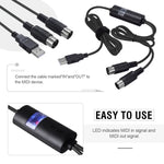 كابل USB MIDI من WERSI UM-18 MidiPort لكابل البيانو الكهربائي والطبول الإلكترونية لتحرير الموسيقى، الطول: 2 متر