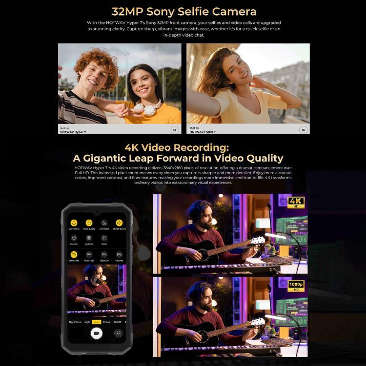 هوتواف هايبر 7 هاتف مقاوم، 8 جيجابايت+256 جيجابايت، 10800 مللي أمبير، 6.6 بوصة أندرويد 14 ميدياتك ديمينسيتي 7050 5G، الشبكة: 5G، OTG، NFC