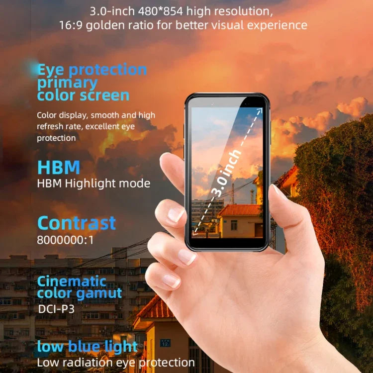 هاتف أندرويد 8.1 بشاشة 3.0 بوصة MTK6580 رباعي النواة 1.3GHz، شبكة 3G، شريحتي اتصال، نسخة عالمية مع Google Play