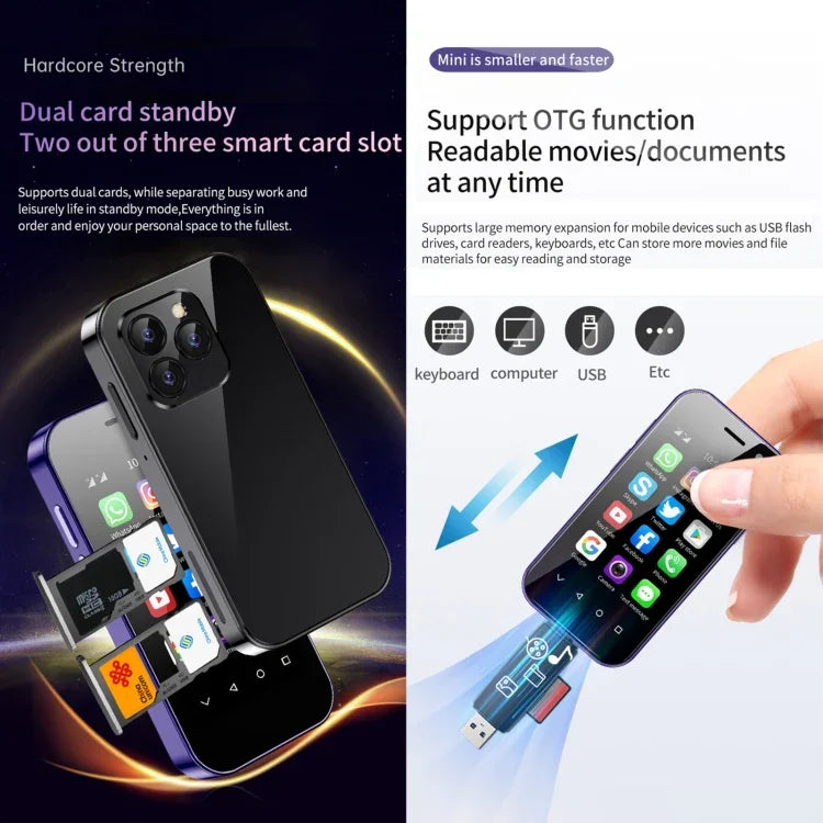التعرف على الوجه، شاشة 3.0 بوصة أندرويد 9.0 معالج MTK6739CW رباعي النواة حتى 1.28 جيجاهرتز، OTG، الشبكة: 4G، شريحتي اتصال، يدعم Google Play، 3 جيجابايت + 64 جيجابايت