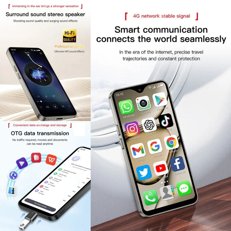 هاتف SOYES XS18 Pro Max، 2GB+16GB، بصمة وجه، شاشة 4.3 بوصة أندرويد 8.1 معالج MTK6737A رباعي النواة، شبكة: 4G، OTG، شريحتي اتصال، XS18 Pro Max