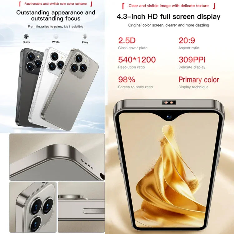 هاتف SOYES XS18 Pro Max، 2GB+16GB، بصمة وجه، شاشة 4.3 بوصة أندرويد 8.1 معالج MTK6737A رباعي النواة، شبكة: 4G، OTG، شريحتي اتصال، XS18 Pro Max