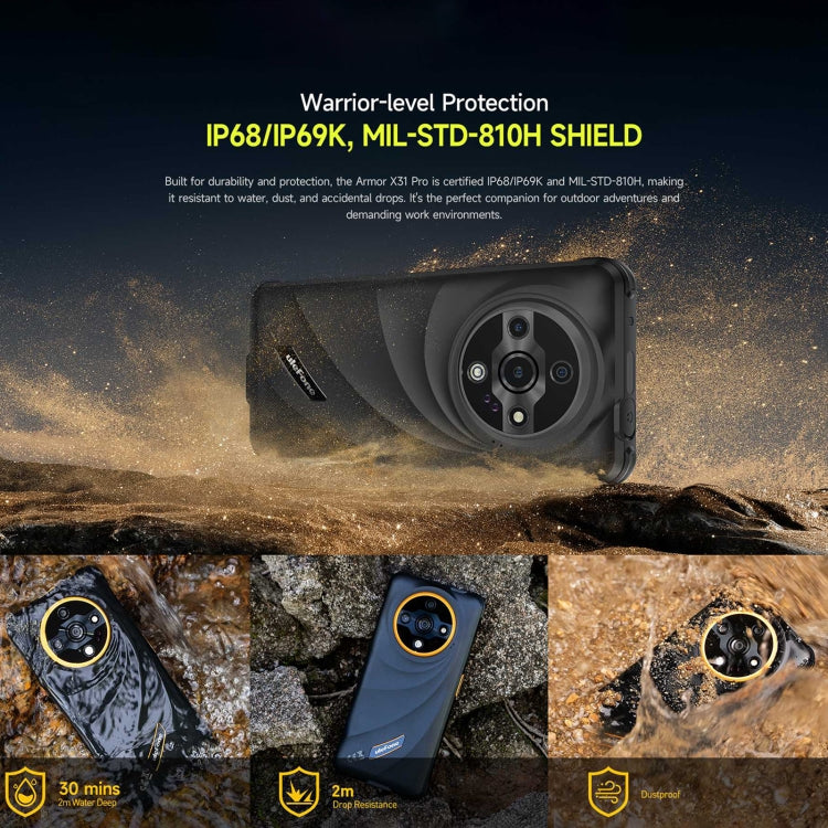 Ulefone Armor X31 Pro 5G، 8GB+256GB، رؤية ليلية، هاتف متين بمعيار IP68/IP69K، شاشة 6.56 بوصة أندرويد 14 MediaTek Dimensity 6300 ثماني النواة، شبكة: 5G، NFC، OTG، Armor X31 Pro