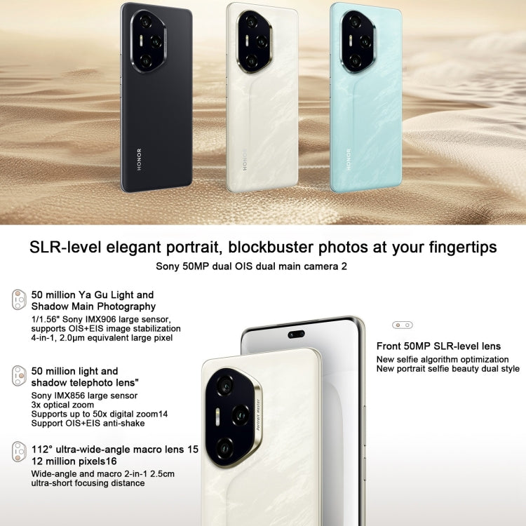 هاتف Honor 300 Pro، 12GB+256GB، بصمة شاشة، شاشة 6.78 بوصة، MagicOS 9.0 / أندرويد 15، معالج Snapdragon 8 Gen 3 ثماني النواة، شبكة 5G، NFC، OTG، لا يدعم Google Play، Honor 300 Pro، 12GB+256GB
