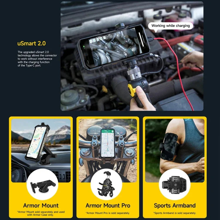 هاتف Ulefone Armor 27 المتين، 12GB+256GB، رؤية ليلية، بطارية 10600mAh، شاشة 6.78 بوصة أندرويد 14 MediaTek Helio G99 ثماني النواة، شبكة: 4G، NFC، OTG، Armor 27