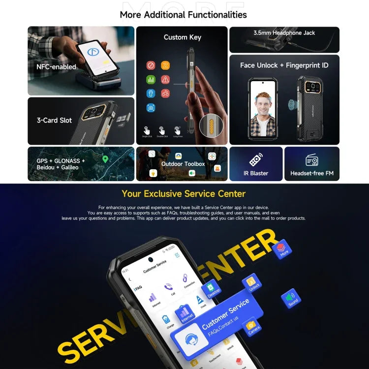 هاتف Ulefone Armor 27 المتين، 12GB+256GB، رؤية ليلية، بطارية 10600mAh، شاشة 6.78 بوصة أندرويد 14 MediaTek Helio G99 ثماني النواة، شبكة: 4G، NFC، OTG، Armor 27