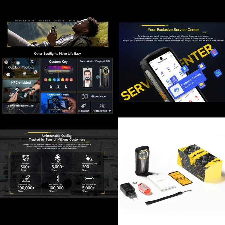 Ulefone Armor Mini 20T Pro، تصوير حراري، 8GB+256GB، هاتف متين بمعيار IP68/IP69K، شاشة 4.7 بوصة أندرويد 14 MediaTek Dimensity 6300 5G ثماني النواة، شبكة: 5G، NFC، OTG، Armor Mini 20T Pro