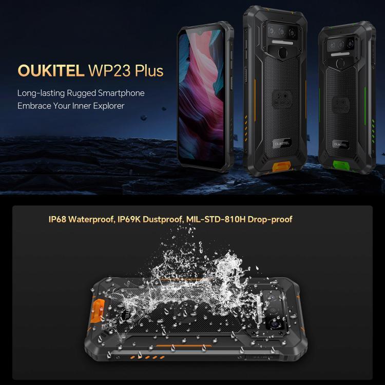 أوكيتل WP23 بلس هاتف مقاوم، 8 جيجابايت+256 جيجابايت، 6.52 بوصة أندرويد 14.0 يونسوك T606 ثماني النواة، NFC، OTG، الشبكة: 4G، WP23 بلس 8 جيجابايت+256 جيجابايت