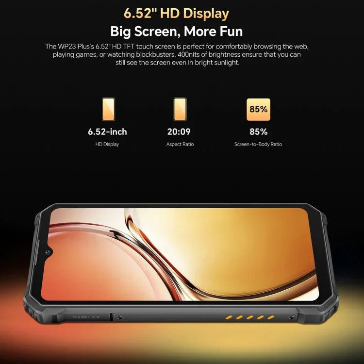 أوكيتل WP23 بلس هاتف مقاوم، 8 جيجابايت+256 جيجابايت، 6.52 بوصة أندرويد 14.0 يونسوك T606 ثماني النواة، NFC، OTG، الشبكة: 4G، WP23 بلس 8 جيجابايت+256 جيجابايت