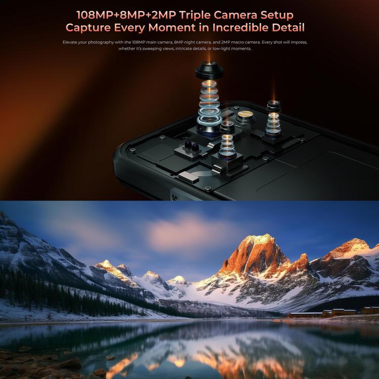 هاتف Oukitel WP55 5G المتين، 12 جيجابايت + 256 جيجابايت، كاميرا 108 ميجابكسل، بصمة، شاشة 6.6 بوصة MediaTek Dimensity 7025 ثماني النواة، NFC، OTG، شبكة: 5G، WP55