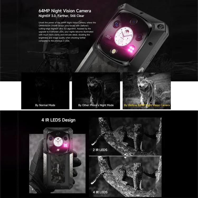 هاتف Ulefone Armor 28 Pro المتين، 16 جيجابايت + 512 جيجابايت، رؤية ليلية، بطارية 10600 مللي أمبير، شاشة 6.67 بوصة + 1.04 بوصة أندرويد 15 MediaTek Dimensity 7300 ثماني النواة، شبكة: 5G، NFC