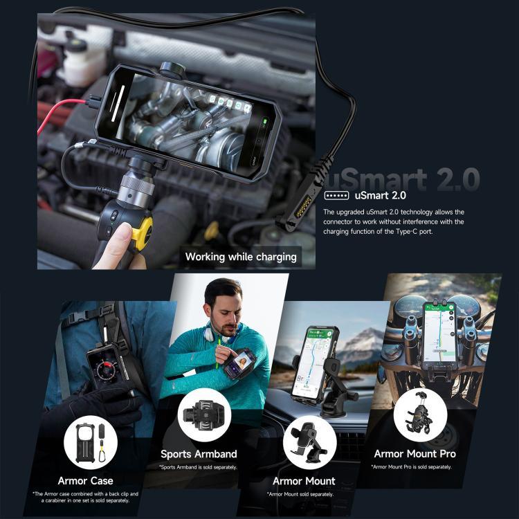 هاتف Ulefone Armor 28 Pro المتين، 16 جيجابايت + 512 جيجابايت، رؤية ليلية، بطارية 10600 مللي أمبير، شاشة 6.67 بوصة + 1.04 بوصة أندرويد 15 MediaTek Dimensity 7300 ثماني النواة، شبكة: 5G، NFC