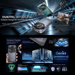 هاتف Oukitel WP200 Pro 5G المتين، 24 جيجابايت + 1 تيرابايت، بصمة على الشاشة، شاشة 6.7 بوصة أندرويد 15.0 MTK Dimensity 8200 ثماني النواة، NFC، OTG، شبكة: 5G
