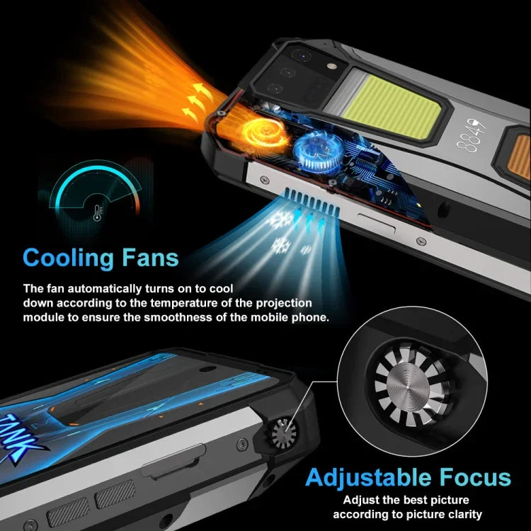 هاتف Unihertz 8849 Tank 2 Pro المتين مع جهاز عرض للرؤية الليلية، 12GB+256GB، شاشة 6.79 بوصة أندرويد 14 معالج MTK6789 ثماني النواة، شبكة: 4G
