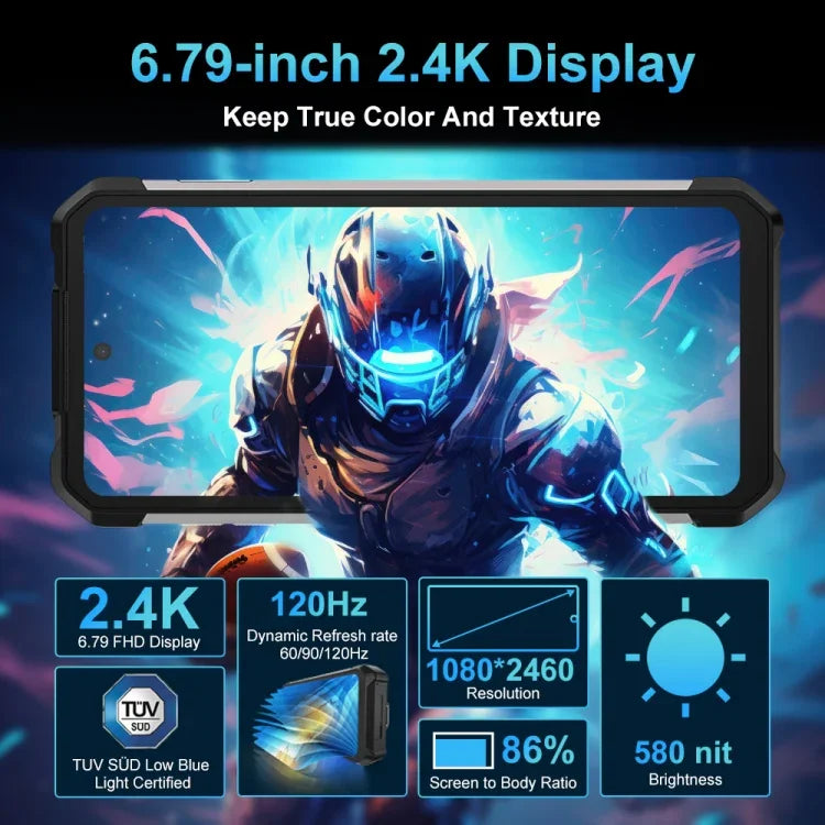 هاتف Unihertz 8849 Tank 2 Pro المتين مع جهاز عرض للرؤية الليلية، 12GB+256GB، شاشة 6.79 بوصة أندرويد 14 معالج MTK6789 ثماني النواة، شبكة: 4G