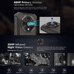 يولفون آرمور X16، 6 جيجابايت + 128 جيجابايت، رؤية ليلية، هاتف مقاوم بمعيار IP68/IP69K، شاشة 6.56 بوصة أندرويد 15 ميدياتك هيليو G91 ثماني النواة، شبكة: 4G، NFC، OTG، آرمور X16، 6 جيجابايت + 128 جيجابايت