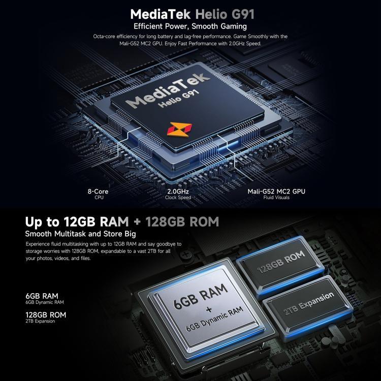 يولفون آرمور X16، 6 جيجابايت + 128 جيجابايت، رؤية ليلية، هاتف مقاوم بمعيار IP68/IP69K، شاشة 6.56 بوصة أندرويد 15 ميدياتك هيليو G91 ثماني النواة، شبكة: 4G، NFC، OTG، آرمور X16، 6 جيجابايت + 128 جيجابايت