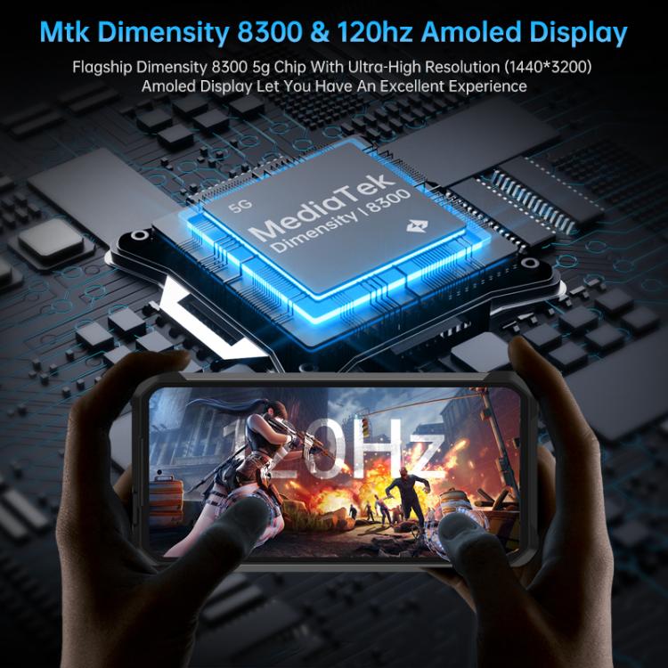 هاتف Unihertz Tank 4 Pro المتين مع جهاز عرض، 16GB+512GB، رؤية ليلية، شاشة 6.73 بوصة، أندرويد 13، معالج Dimensity 8300 ثماني النواة، شبكة 5G، NFC، 16GB+512GB