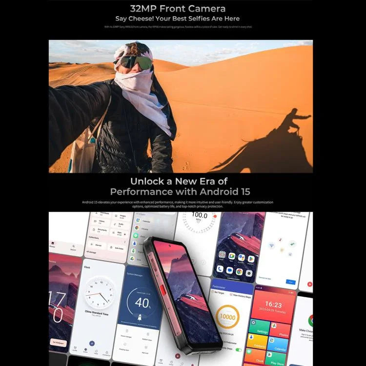 أوكيتل WP56 هاتف مقاوم، 12 جيجابايت + 512 جيجابايت، كاميرا 108 ميجابكسل، التعرف على بصمة الإصبع، شاشة 6.8 بوصة أندرويد 15 MTK ديمينسيتي 7050 ثماني النواة، NFC، OTG، شبكة: 5G