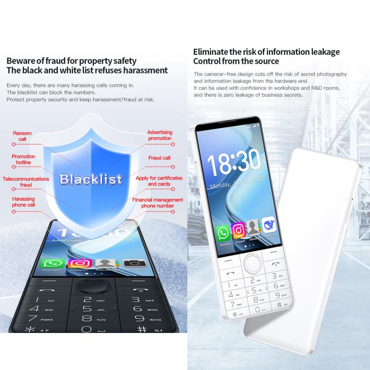 دووف R70 هاتف بلوحة مفاتيح، 6GB+128GB، شاشة 4 بوصة أندرويد 13 Mediatek MT6762 ثماني النواة، شبكة: 4G، يدعم متجر جوجل، مع كاميرا، مع كاميرا
