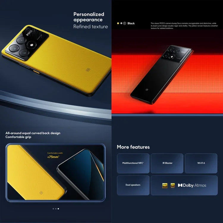 هاتف Xiaomi POCO X6 Pro العالمي، 12GB+512GB، بصمة تحت الشاشة، شاشة 6.67 بوصة Xiaomi HyperOS معالج MediaTek Dimensity 8300-Ultra ثماني النواة 3.35GHz، NFC، شبكة: 5G