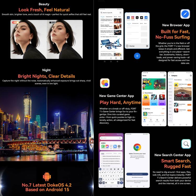 بلاكفيو فورت 1، 6 جيجابايت + 256 جيجابايت، شاشة 6.56 بوصة أندرويد 15 يونسوك UMS9230E T615 ثماني النواة، شبكة: 4G، OTG، NFC، 6 جيجابايت + 256 جيجابايت