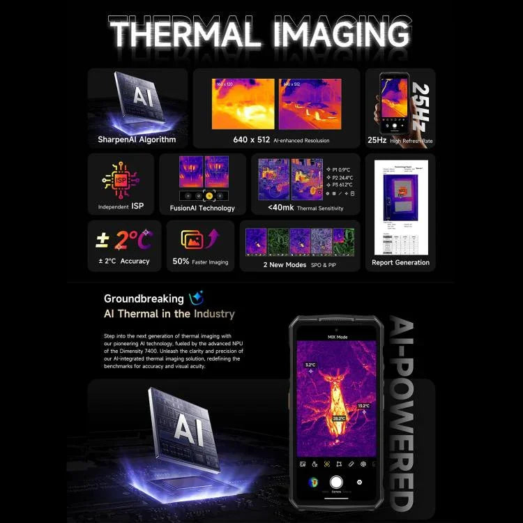 Ulefone Armor 29 Pro النسخة الحرارية هاتف متين، 16GB+512GB، رؤية ليلية، شاشة 6.67 بوصة + 1.04 بوصة، أندرويد 15، MediaTek Dimensity 7400 ثماني النواة، شبكة: 5G، OTG، NFC، Armor 29 Pro النسخة الحرارية