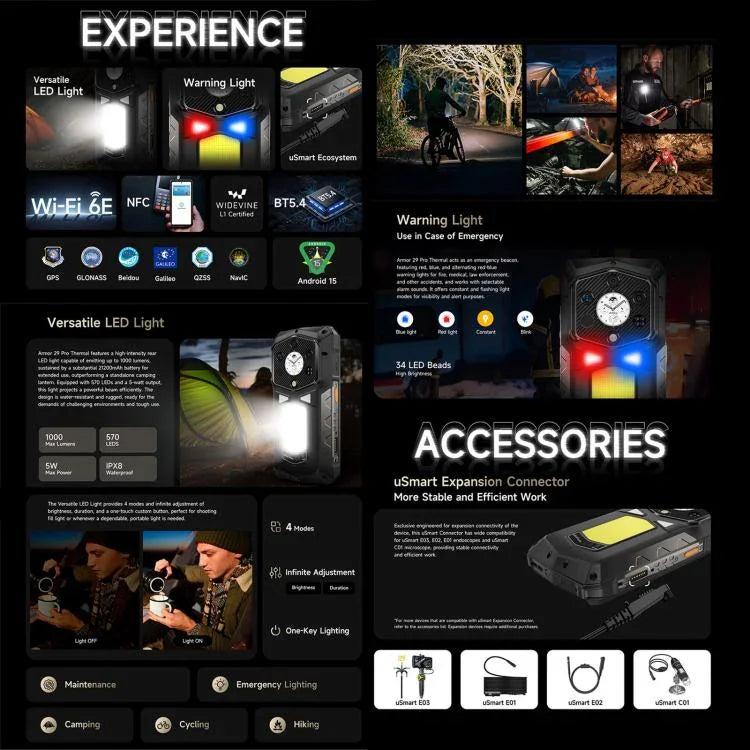 Ulefone Armor 29 Pro النسخة الحرارية هاتف متين، 16GB+512GB، رؤية ليلية، شاشة 6.67 بوصة + 1.04 بوصة، أندرويد 15، MediaTek Dimensity 7400 ثماني النواة، شبكة: 5G، OTG، NFC، Armor 29 Pro النسخة الحرارية