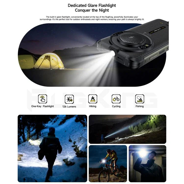 Ulefone RugKing، 8GB+256GB، هاتف متين بمعيار IP68/IP69K، شاشة 5.99 بوصة، أندرويد 15، Unisoc T7255 ثماني النواة، شبكة: 4G، NFC، OTG، RugKing، 8GB+256GB