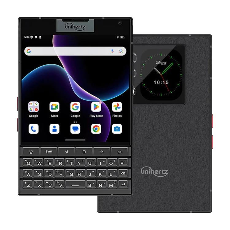 يونيهيرتز تايتان 2 هاتف بلوحة مفاتيح QWERTY فعلية، 12GB+512GB، بصمة إصبع، شاشة 4.5 بوصة + 2 بوصة، أندرويد 15، Dimensity 7300 5G ثماني النواة، شبكة: 5G، NFC، OTG