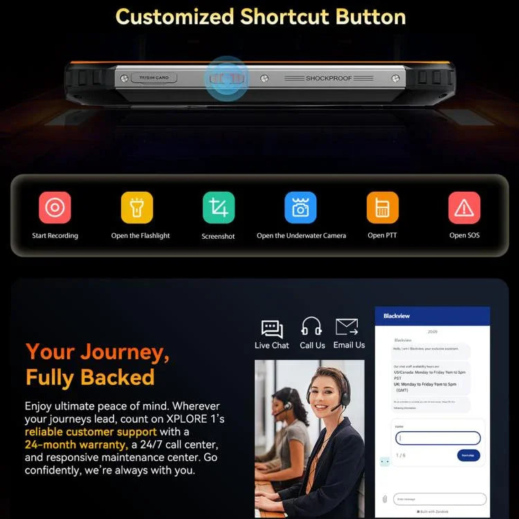 هاتف Blackview XPLORE 1، 12GB+256GB، شاشة 6.78 بوصة أندرويد 15 Dimensity 7050 MT8791V/HZA ثماني النواة، شبكة: 5G، OTG، NFC، XPLORE 1 12GB+256GB