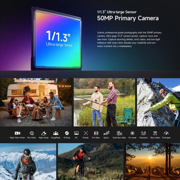 هاتف Ulefone Armor 34 Pro+ المتين مع جهاز عرض، 16GB+512GB، رؤية ليلية، IP68/IP69K، شاشة 6.95 بوصة أندرويد 15 MediaTek Dimensity 7400X ثماني النواة، شبكة: 5G، NFC، OTG، Armor 34 Pro+