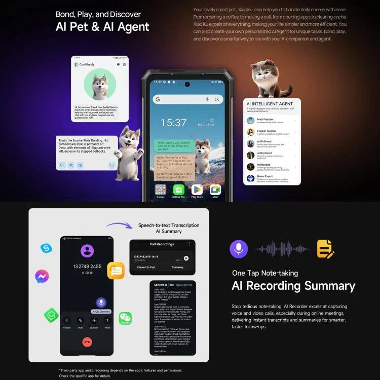 هاتف Ulefone Armor 34 Pro+ المتين مع جهاز عرض، 16GB+512GB، رؤية ليلية، IP68/IP69K، شاشة 6.95 بوصة أندرويد 15 MediaTek Dimensity 7400X ثماني النواة، شبكة: 5G، NFC، OTG، Armor 34 Pro+