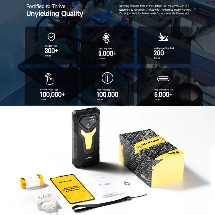 هاتف Ulefone Armor 34 Pro+ المتين مع جهاز عرض، 16GB+512GB، رؤية ليلية، IP68/IP69K، شاشة 6.95 بوصة أندرويد 15 MediaTek Dimensity 7400X ثماني النواة، شبكة: 5G، NFC، OTG، Armor 34 Pro+