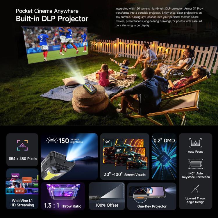 هاتف Ulefone Armor 34 Pro+ المتين مع جهاز عرض، 16GB+512GB، رؤية ليلية، IP68/IP69K، شاشة 6.95 بوصة أندرويد 15 MediaTek Dimensity 7400X ثماني النواة، شبكة: 5G، NFC، OTG، Armor 34 Pro+