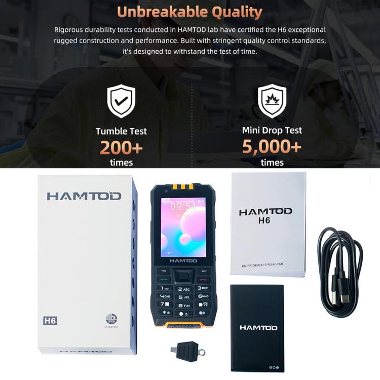 هاتف هامتود H6 مقاوم، 3 جيجابايت + 32 جيجابايت، 2.83 بوصة أندرويد 11 UNISOC SC9832E رباعي النواة، شبكة: 4G، VoLTE، SOS