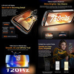 هاتف بلاكفيو BL7000 مقاوم، 8GB+512GB، شاشة 6.78 بوصة أندرويد 15 ميدياتك Dimensity 6300 ثماني النواة، شبكة: 5G، NFC، OTG، 8GB+512GB