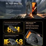هاتف بلاكفيو BL7000 مقاوم، 8GB+512GB، شاشة 6.78 بوصة أندرويد 15 ميدياتك Dimensity 6300 ثماني النواة، شبكة: 5G، NFC، OTG، 8GB+512GB