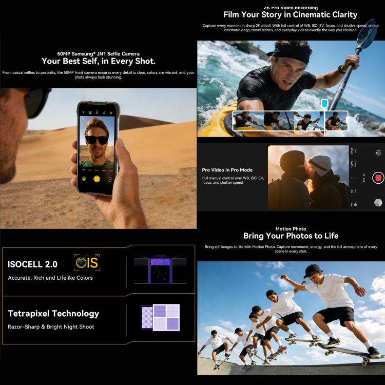 هاتف بلاكفيو ROCK 3 المتين، كاميرا تصوير حراري، 8GB+256GB، شاشة 6.78 بوصة، أندرويد 16، MT8781 Helio G100 ثماني النواة، شبكة: 4G، OTG، NFC