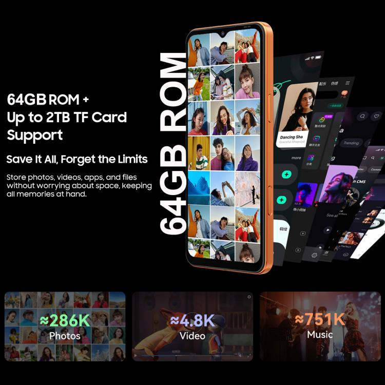 بلاك فيو WAVE 7C، 4 جيجابايت + 64 جيجابايت، شاشة 6.56 بوصة، أندرويد 16، Unisoc UMS312 Tiger T310 رباعي النواة، شبكة: 4G، OTG، 4 جيجابايت + 64 جيجابايت