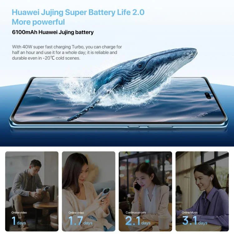 هواوي إنجوي 70X إصدار الحيوية، بصمة الشاشة، 6.78 بوصة HarmonyOS 4.2 ثماني النواة، OTG، لا يدعم جوجل بلاي، 8 جيجابايت+128 جيجابايت