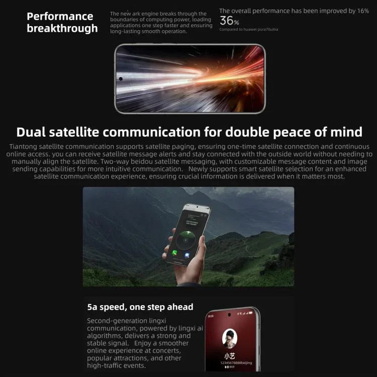 هواوي Pura 80 Ultra، 16GB+512GB، بصمة جانبية، شاشة 6.8 بوصة HarmonyOS 5.1، NFC، OTG، لا يدعم جوجل بلاي، 16GB+512GB