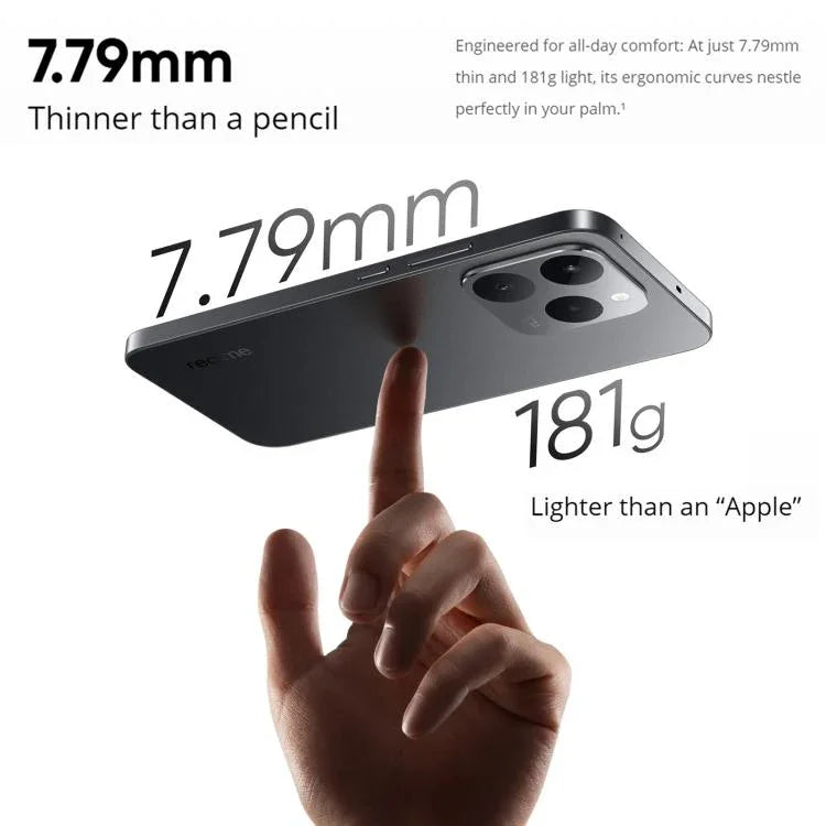 Realme 15T، 12GB+256GB، التعرف على بصمة الإصبع على الشاشة، شاشة 6.57 بوصة، Realme UI 6.0 أندرويد 15، MediaTek Dimensity 6400 Max ثماني النواة، NFC، شبكة: 5G، 12GB+256GB