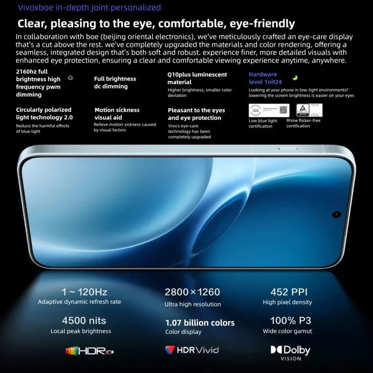 فيفو X300 برو، 12 جيجابايت + 256 جيجابايت، شاشة 6.78 بوصة، OriginOS 6، أندرويد 16، Dimensity 9500 ثماني النواة، OTG، NFC، شبكة: 5G، 12 جيجابايت + 256 جيجابايت