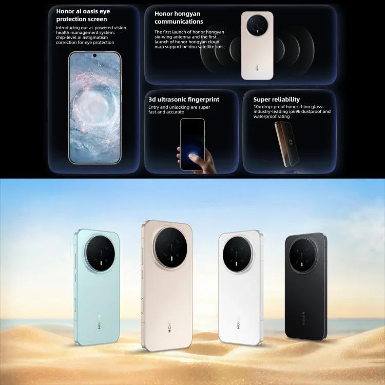 هاتف Honor Magic8 Pro، 16GB+512GB، بصمة شاشة، شاشة 6.71 بوصة، MagicOS 10.0 / أندرويد 16، Snapdragon 8 Elite الجيل الخامس ثماني النواة، شبكة: 5G، NFC، OTG، 16GB+512GB