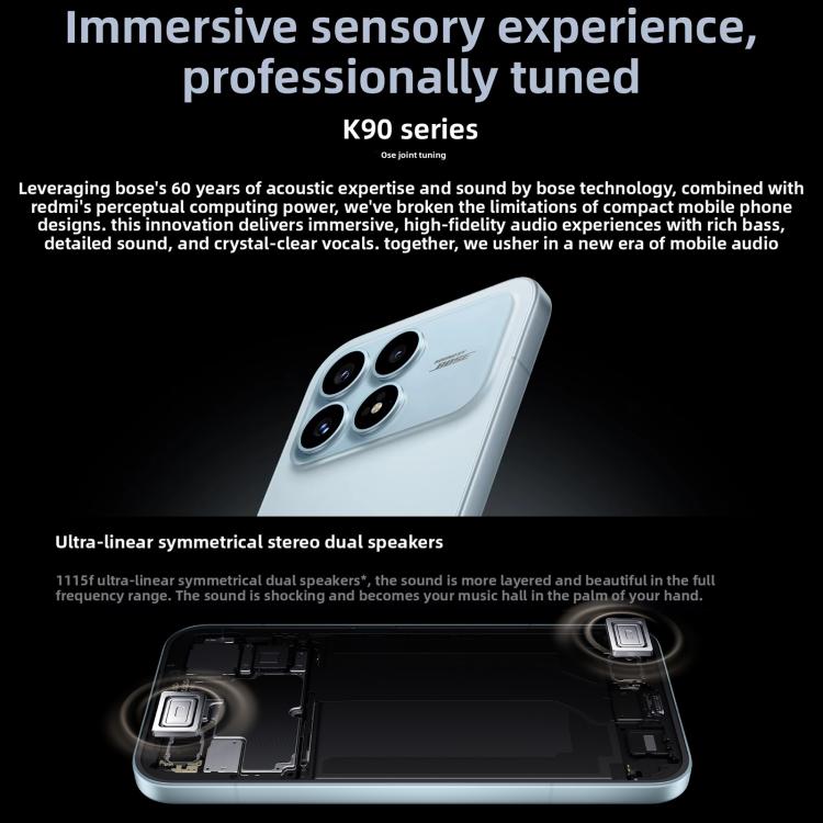 شاومي ريدمي K90، 16GB+512GB، شاشة 6.59 بوصة، Xiaomi HyperOS 3، سناب دراجون 8 إيليت ثماني النواة، NFC، شبكة: 5G، 16GB+512GB